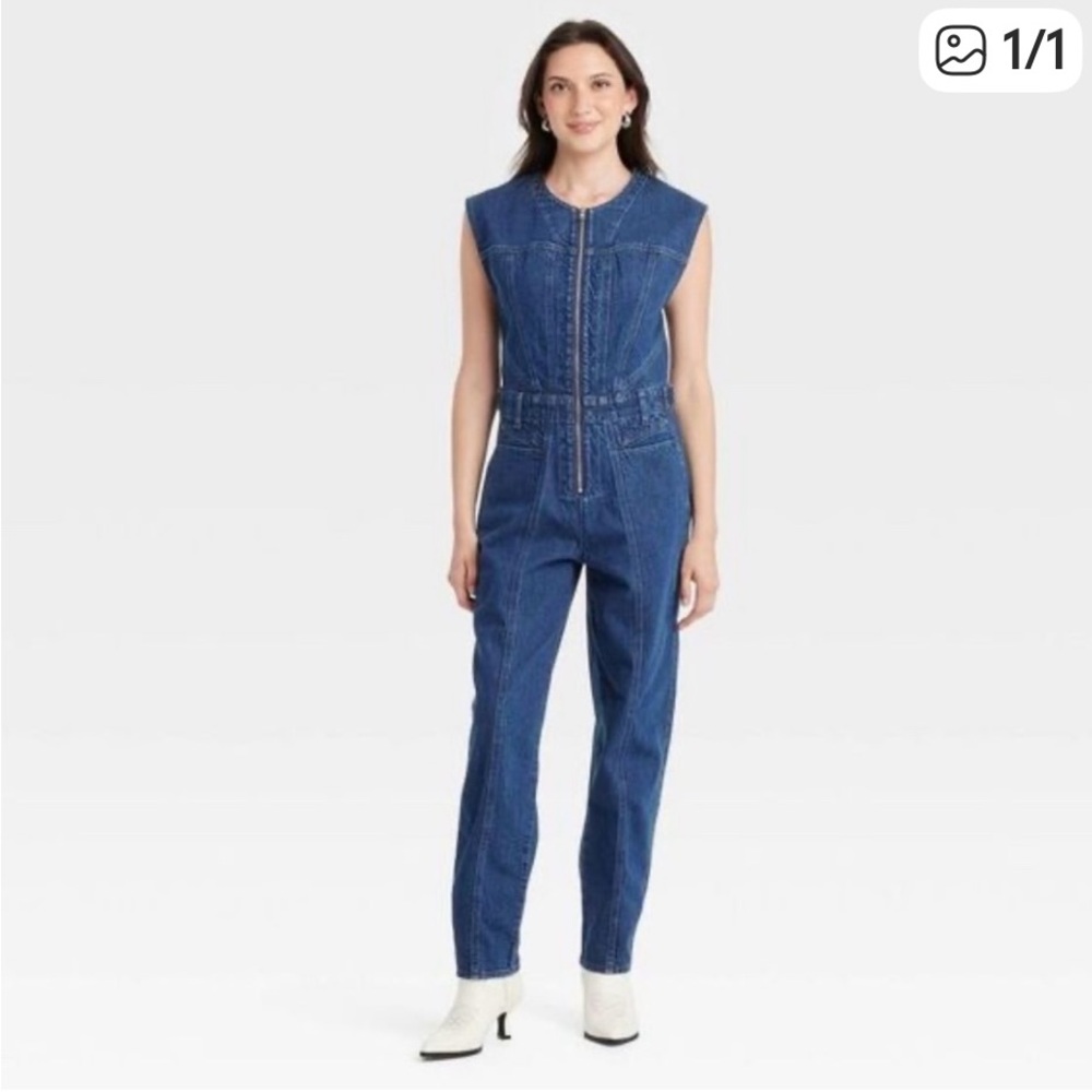 Universal Thread Dark Blue Sleeveless Jumpsuit